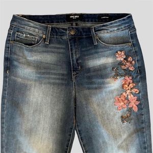 Nine West embroidered flower floral Gramercy Skinny Women's blue Jeans size 10